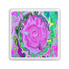 Groovy Pink, Blue And Green Abstract Liquid Art Memory Card Reader (square) by myrubiogarden