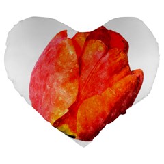Red Tulip, Watercolor Art Large 19  Premium Flano Heart Shape Cushions by picsaspassion
