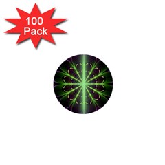 Fractal Purple Lime Pattern 1  Mini Buttons (100 Pack)  by Wegoenart