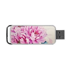 Art Painting Flowers Peonies Pink Portable Usb Flash (two Sides) by Wegoenart