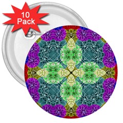 Flower Design Design Artistic 3  Buttons (10 Pack)  by Wegoenart