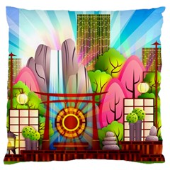 Zen Garden Japanese Nature Garden Large Flano Cushion Case (two Sides) by Wegoenart
