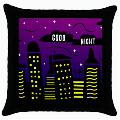 City Architecture Night Skyscraper Throw Pillow Case (black) by Wegoenart