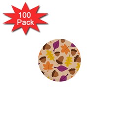 Acorn Autumn Background Boxes Fall 1  Mini Buttons (100 Pack)  by Wegoenart