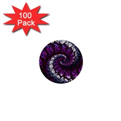 Fractal Background Swirl Art Skull 1  Mini Buttons (100 Pack)  by Wegoenart