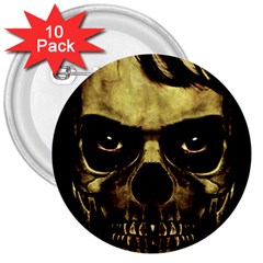 Angry Skull Monster Poster 3  Buttons (10 Pack)  by dflcprints