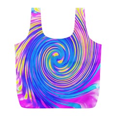 Cool Abstract Pink Blue And Yellow Twirl Liquid Art Full Print Recycle Bag (l) by myrubiogarden