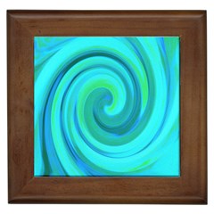 Groovy Cool Abstract Aqua Liquid Art Swirl Painting Framed Tiles by myrubiogarden