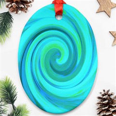 Groovy Cool Abstract Aqua Liquid Art Swirl Painting Ornament (oval) by myrubiogarden