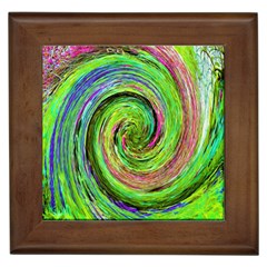 Groovy Abstract Green And Crimson Liquid Swirl Framed Tiles by myrubiogarden