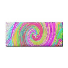 Groovy Abstract Pink And Blue Liquid Swirl Painting Hand Towel by myrubiogarden