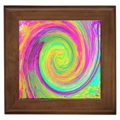 Groovy Abstract Purple And Yellow Liquid Swirl Framed Tiles by myrubiogarden