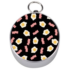 Bacon And Egg Pop Art Pattern Silver Compasses by Valentinaart