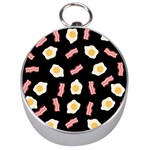Bacon and Egg Pop Art Pattern Silver Compasses Front