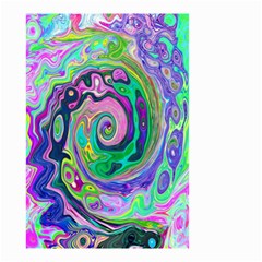Groovy Abstract Aqua And Navy Lava Liquid Swirl Small Garden Flag (two Sides) by myrubiogarden