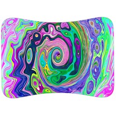 Groovy Abstract Aqua And Navy Lava Liquid Swirl Velour Seat Head Rest Cushion by myrubiogarden