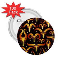 Stylised Horns Black Pattern 2 25  Buttons (100 Pack)  by Pakrebo