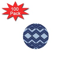 Textile Texture Fabric Zigzag Blue 1  Mini Buttons (100 Pack)  by Pakrebo