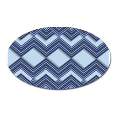 Textile Texture Fabric Zigzag Blue Oval Magnet by Pakrebo