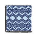 Textile Texture Fabric Zigzag Blue Memory Card Reader (Square 5 Slot) Front