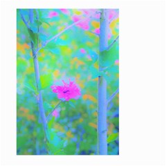 Pink Rose Of Sharon Impressionistic Blue Landscape Garden Large Garden Flag (two Sides) by myrubiogarden