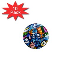 Graffiti Urban Colorful Graffiti Cartoon Fish 1  Mini Magnet (10 Pack)  by genx