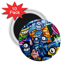 Graffiti Urban Colorful Graffiti Cartoon Fish 2 25  Magnets (10 Pack)  by genx