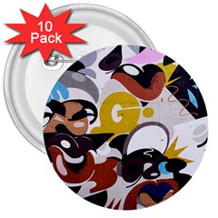 Graffiti Urban Colorful Graffiti City Wall Hip Hop Music Singers 3  Buttons (10 Pack)  by genx