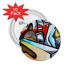 Blue Face King Graffiti Street Art Urban Blue And Orange Face Abstract Hiphop 2 25  Buttons (10 Pack)  by genx