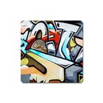 Blue Face King graffiti street art urban blue and orange face abstract hiphop Square Magnet Front