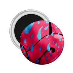 Graffiti Watermelon Pink With Light Blue Drops Retro 2 25  Magnets by genx