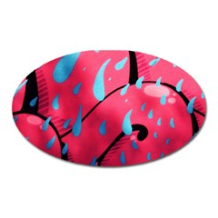 Graffiti Watermelon Pink With Light Blue Drops Retro Oval Magnet by genx