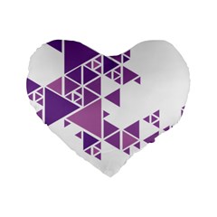 Art Purple Triangle Standard 16  Premium Heart Shape Cushions by Mariart