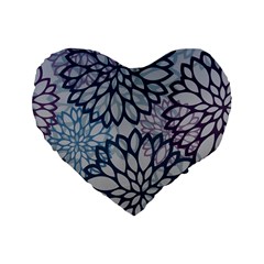 Modern Floral Pop Standard 16  Premium Heart Shape Cushions by JezebelDesignsStudio