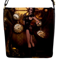 Wonderful Steampunk Lady Flap Closure Messenger Bag (s) by FantasyWorld7