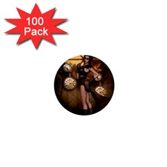 Wonderful Steampunk Lady 1  Mini Buttons (100 Pack)  by FantasyWorld7