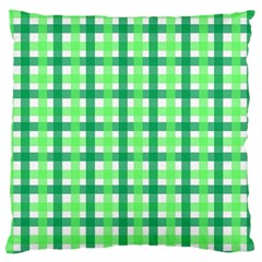 Sweet Pea Green Gingham Large Flano Cushion Case (one Side) by WensdaiAmbrose