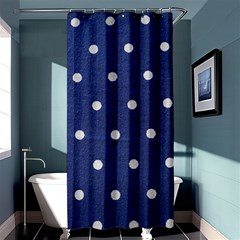 Navy Polka Dot Shower Curtain 36  X 72  (stall)  by WensdaiAmbrose