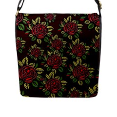 Roses Red Flap Closure Messenger Bag (l) by WensdaiAmbrose