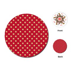 Red Hot Polka Dots Playing Cards (round) by WensdaiAmbrose