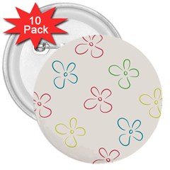 Flower Background Nature Floral 3  Buttons (10 Pack)  by Mariart