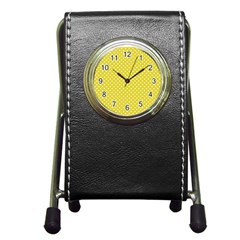 Yellow Polka Dot Pen Holder Desk Clock by retrotoomoderndesigns