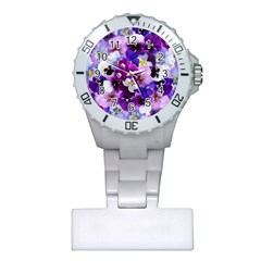 Pretty Purple Pansies Plastic Nurses Watch by retrotoomoderndesigns