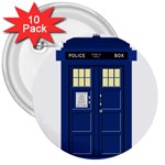 Tardis Doctor Who Time Travel 3  Buttons (10 pack)  Front