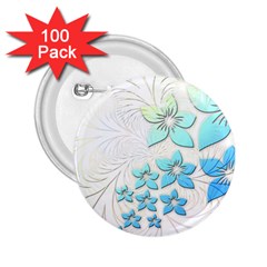Flowers Background Leaf Leaves Blue 2 25  Buttons (100 Pack)  by Mariart