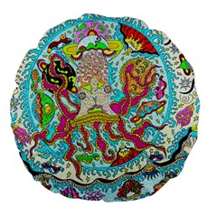 Supersonic Octopus Large 18  Premium Flano Round Cushions by chellerayartisans