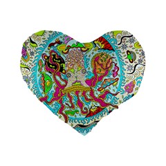 Supersonic Octopus Standard 16  Premium Heart Shape Cushions by chellerayartisans