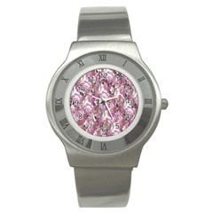 Romantic Pink Flowers Stainless Steel Watch by retrotoomoderndesigns