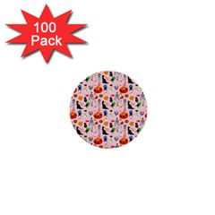 Halloween Treats Pattern Pink 1  Mini Buttons (100 Pack)  by snowwhitegirl