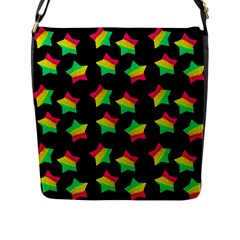 Ombre Glitter Pink Green Star Pat Flap Closure Messenger Bag (l) by snowwhitegirl